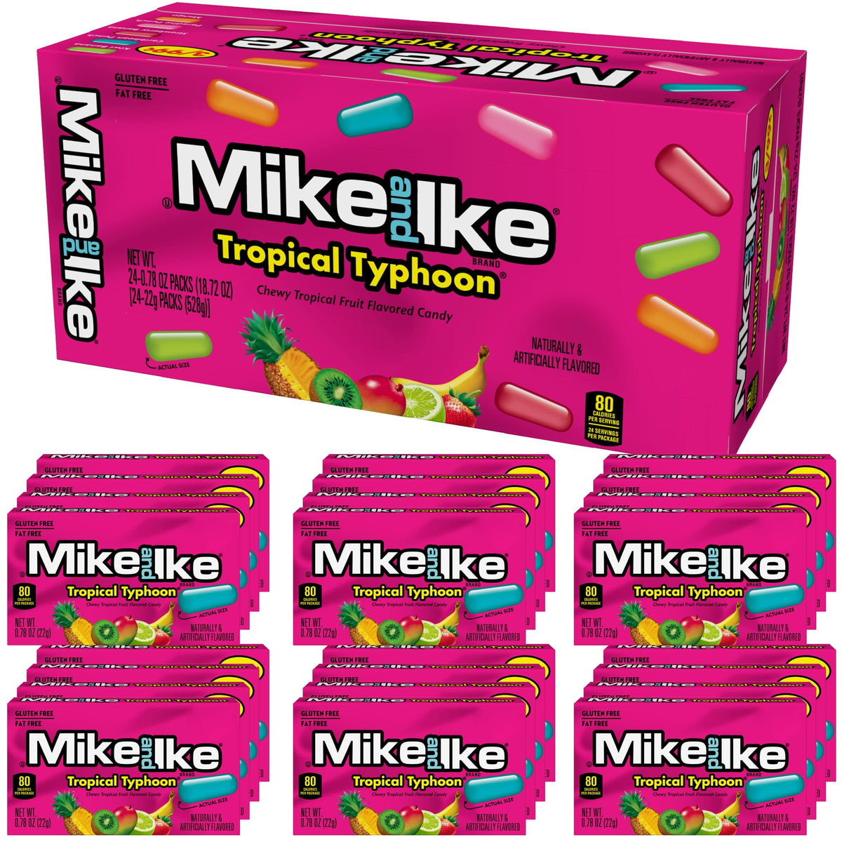 The Hampton Candy Company Mike and Ike Tropical Typhoon box with colorful flavors for sharing