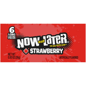 Classic chewy texture and fruity bursts define Now and Later taffy delight.