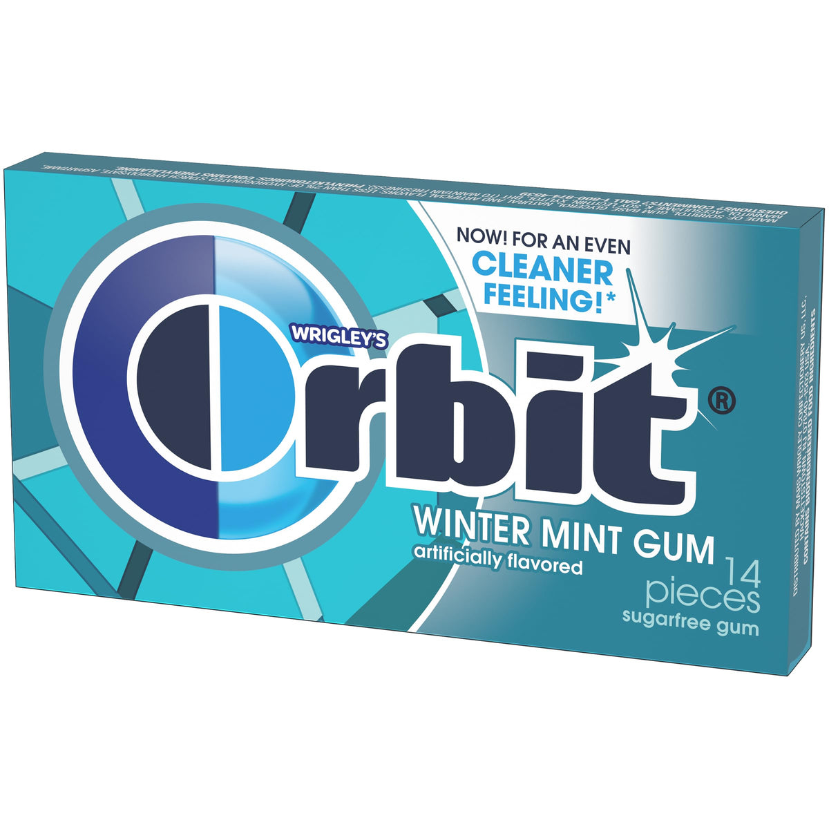 Orbit gum variety six-pack flavor display shows mint and strawberry options.