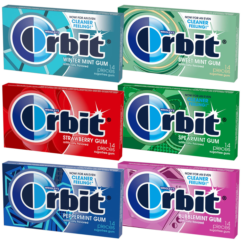 The Hampton Candy Company Orbit gum six-pack packaging ready for sharing.