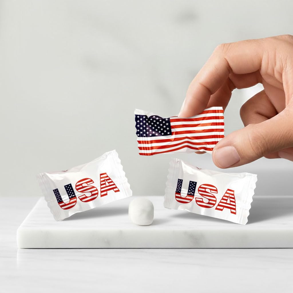 The Hampton Candy Company patriotic flag buttermints are perfect for patriotic party favors.