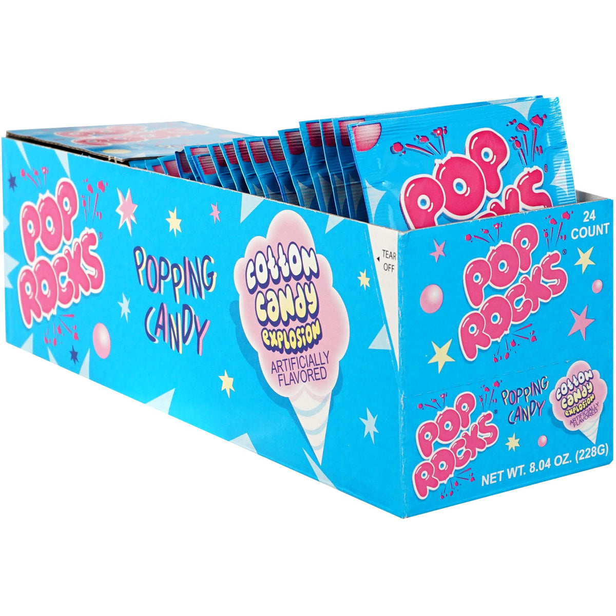 Pop Rocks crackle close-up, adding playful texture to Hampton Candy Company cotton candy.
