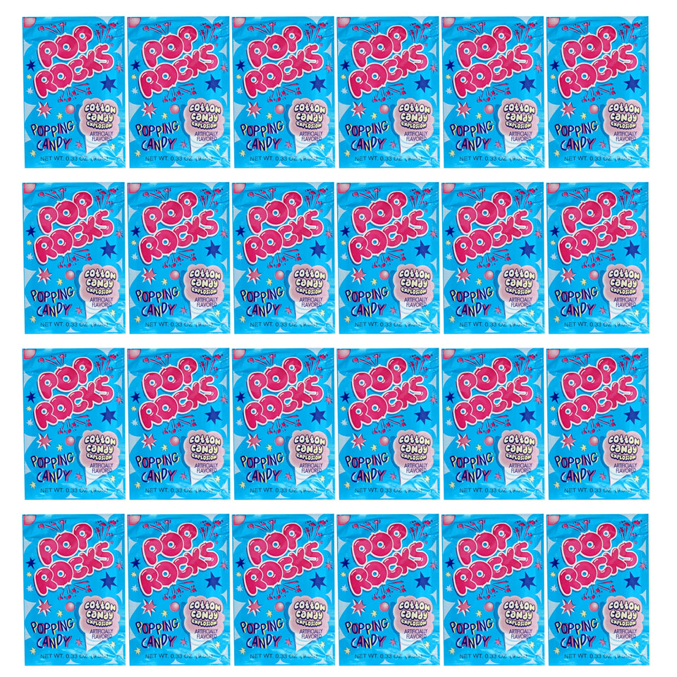 The Hampton Candy Company Pop Rocks cotton candy 24-pack front view, ideal for sharing.