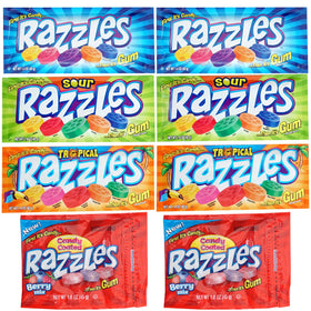 The Hampton Candy Company Razzles Berry Pack: fruity shell that transforms into gum for a playful bite.