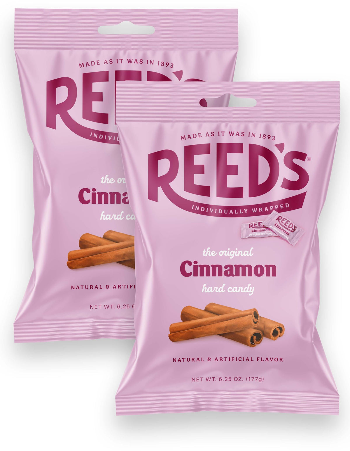 Reed’s Cinnamon Candy Disc in a 6.25oz pack from The Hampton Candy Company, ideal for office snacking.