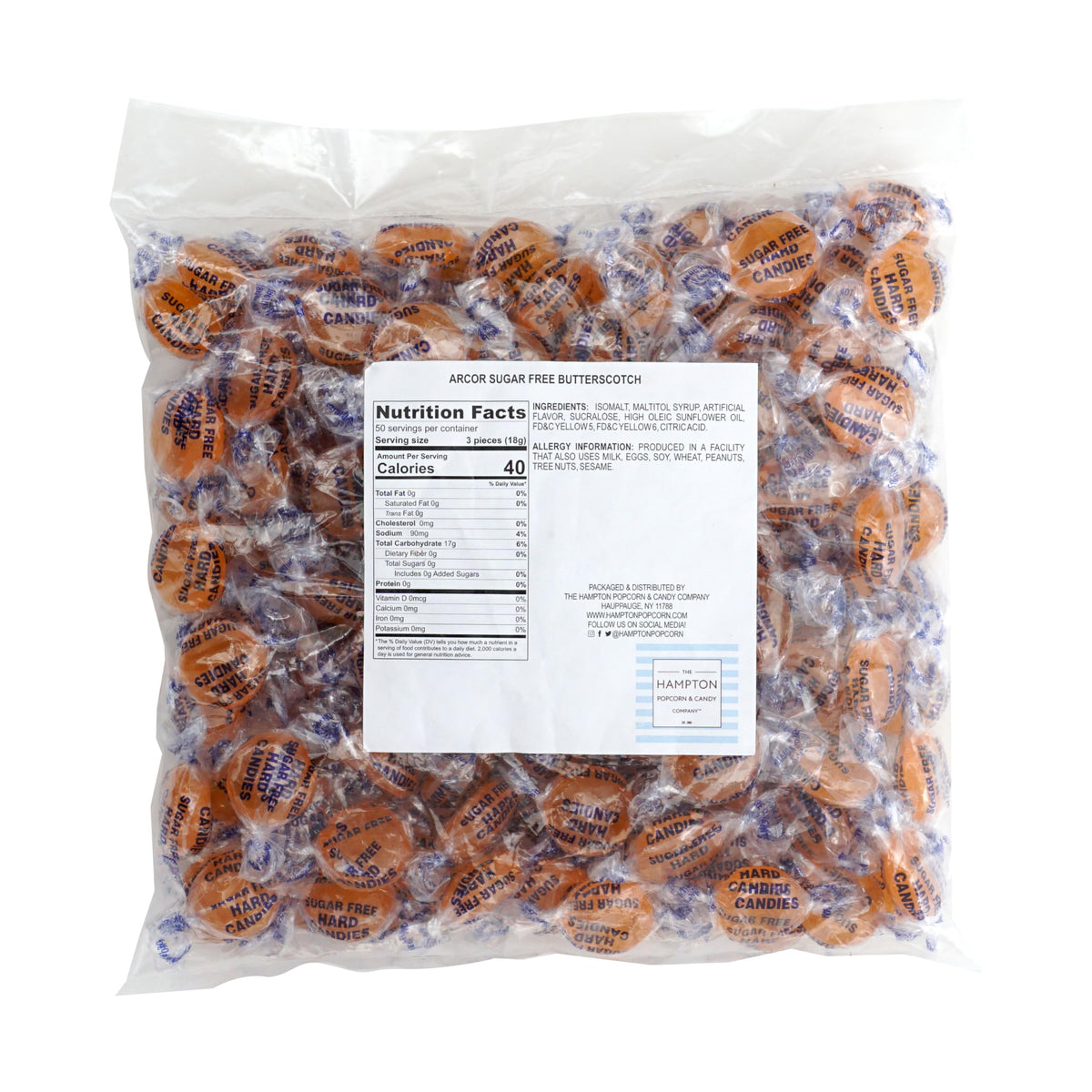 The Hampton Candy Company sugar-free butterscotch closeup highlighting velvety flavor