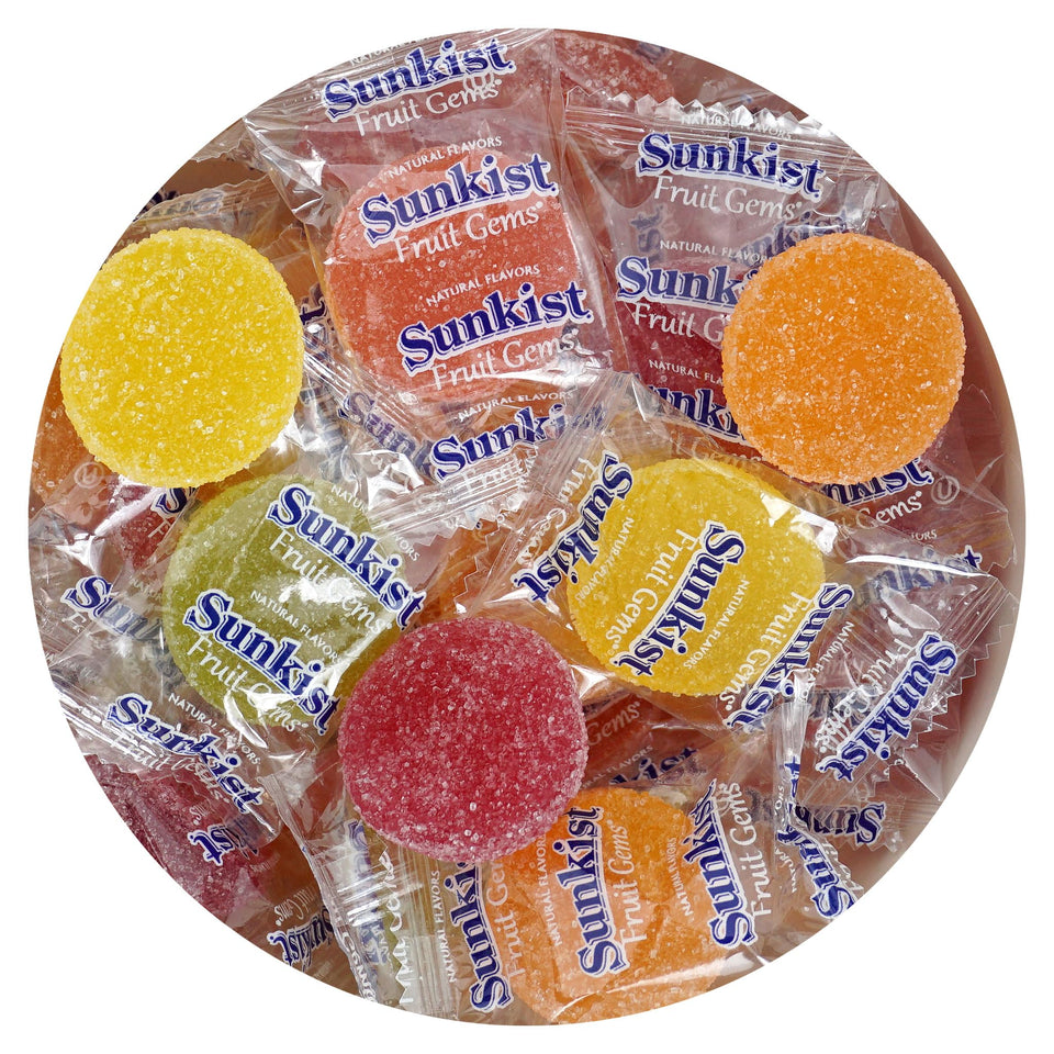 The Hampton Candy Company Sunkist Fruit Gems orange bag, ideal for parties and sharing.
