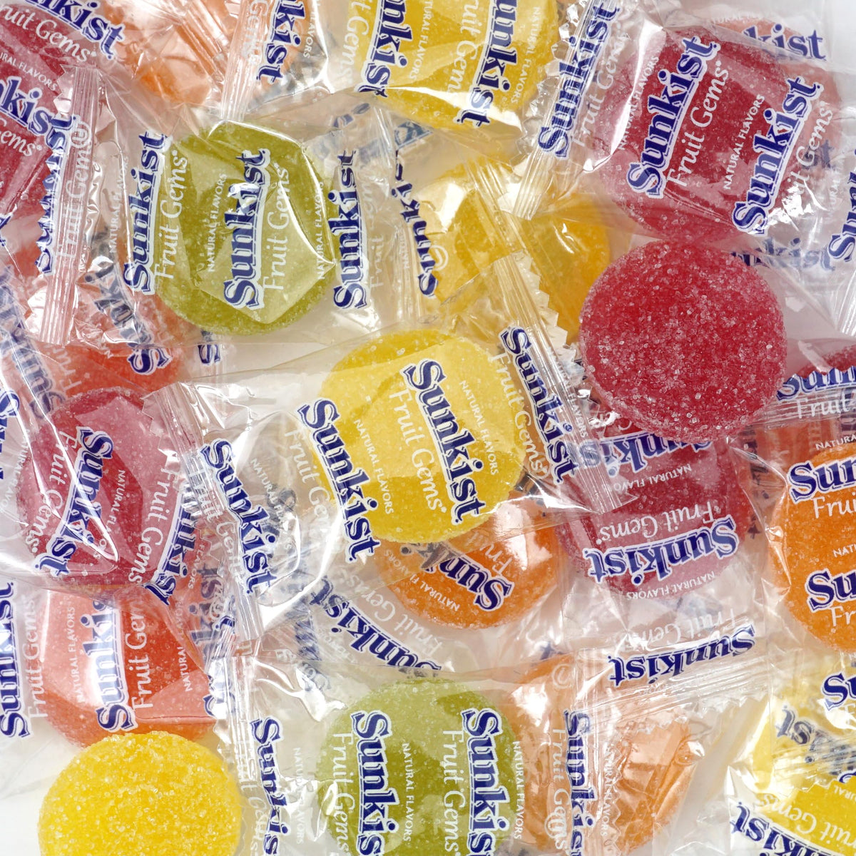 The Hampton Candy Company Sunkist Fruit Gems raspberry bag, perfect for candy bowls and party favors.