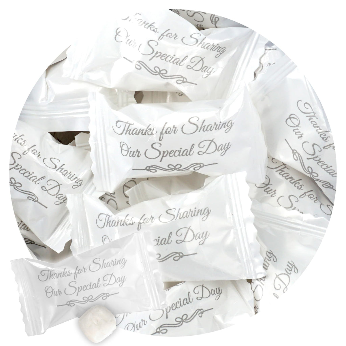 The Hampton Candy Company buttermints in a 1 lb bulk bag; smooth, refreshing finish.