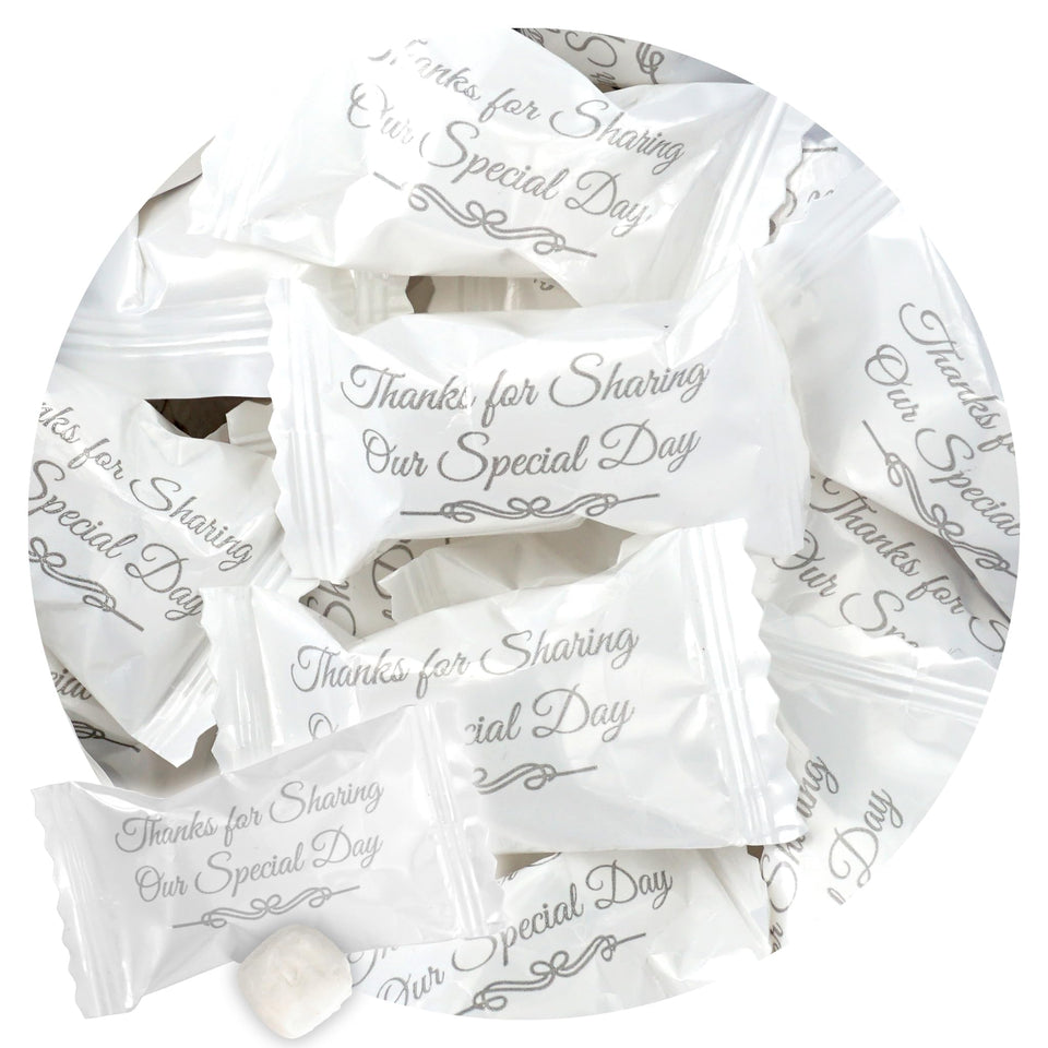 The Hampton Candy Company buttermints in a 1 lb bulk bag; smooth, refreshing finish.