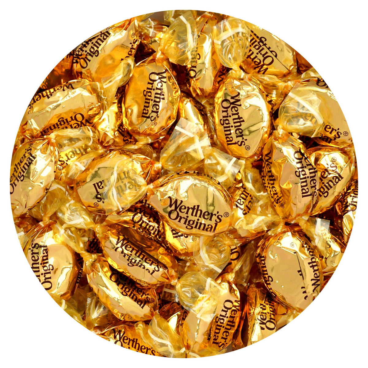 The Hampton Candy Company Werther's Original 2lb bulk packaging for easy sharing at home or office.