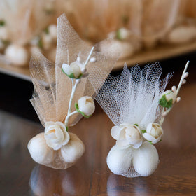 White Jordan Almonds offer a crunchy center under a crisp shell.