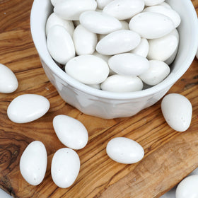 The Hampton Candy Company White Jordan Almonds ideal for holidays and events.