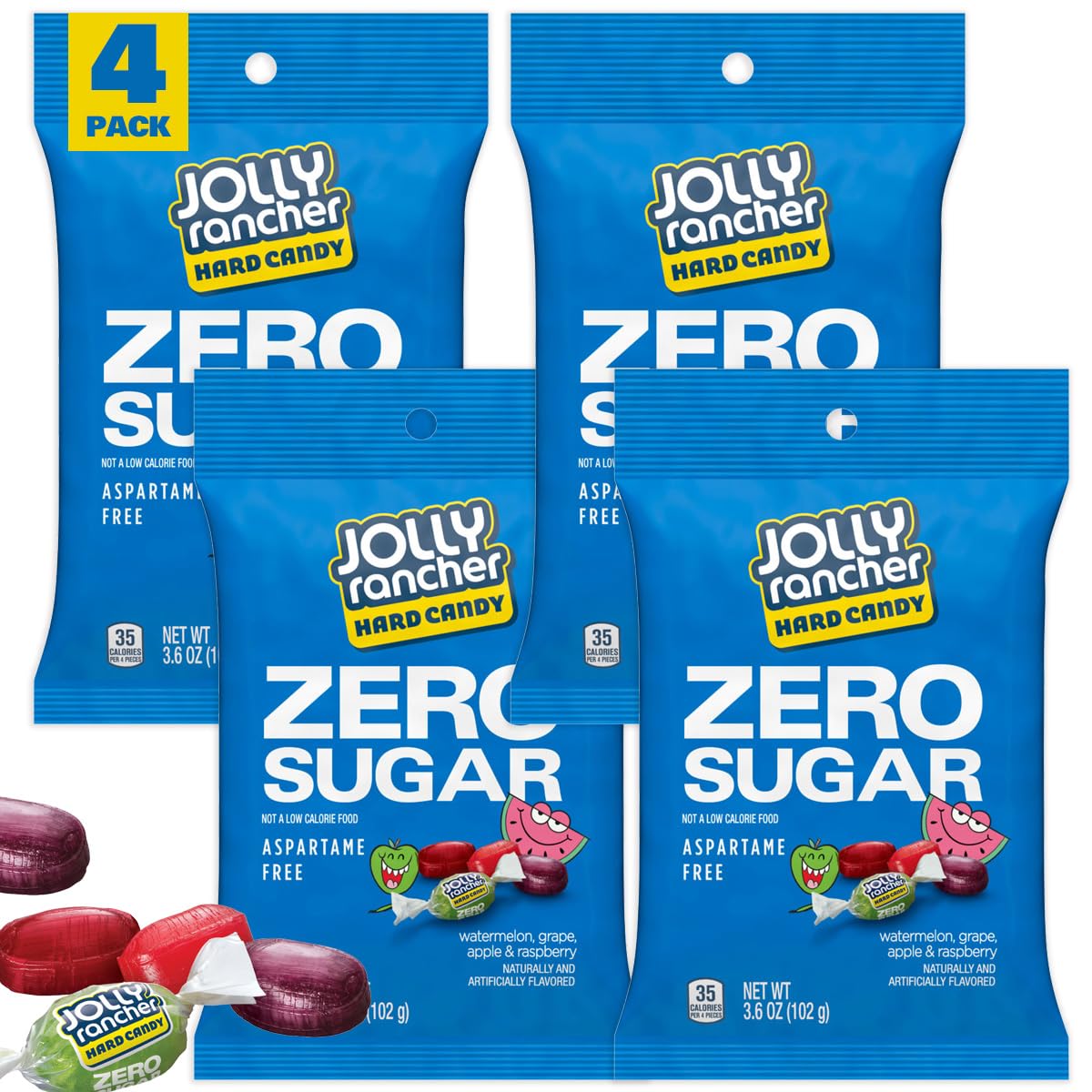 The Hampton Candy Company zero sugar Jolly Ranchers bag front with colorful fruit flavors