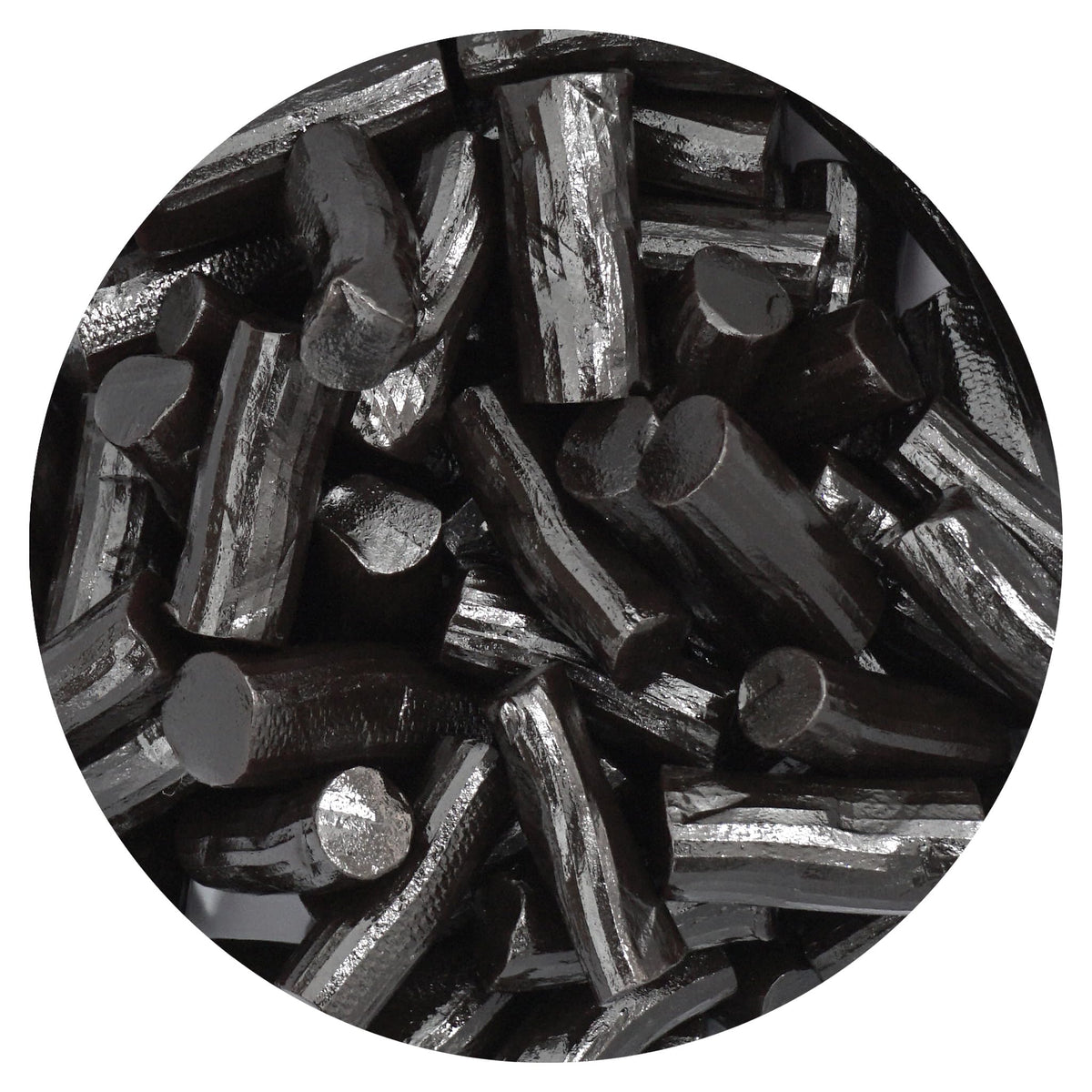 The Hampton Candy Finnska soft black licorice bulk bag top view shows convenient snacking for gatherings.