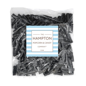 The Hampton Candy Finnska licorice close-up texture highlights chewy, satisfying bite for licorice lovers.