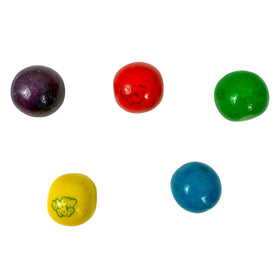 Closeup of 1 inch gumballs showing assorted fruit flavors for colorful snacking