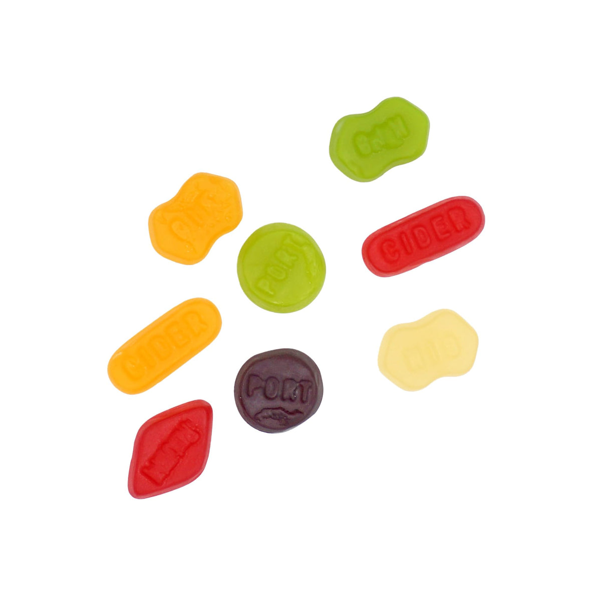 The Hampton Candy Company Gumbilees Wine Gums close-up of fruity flavors.