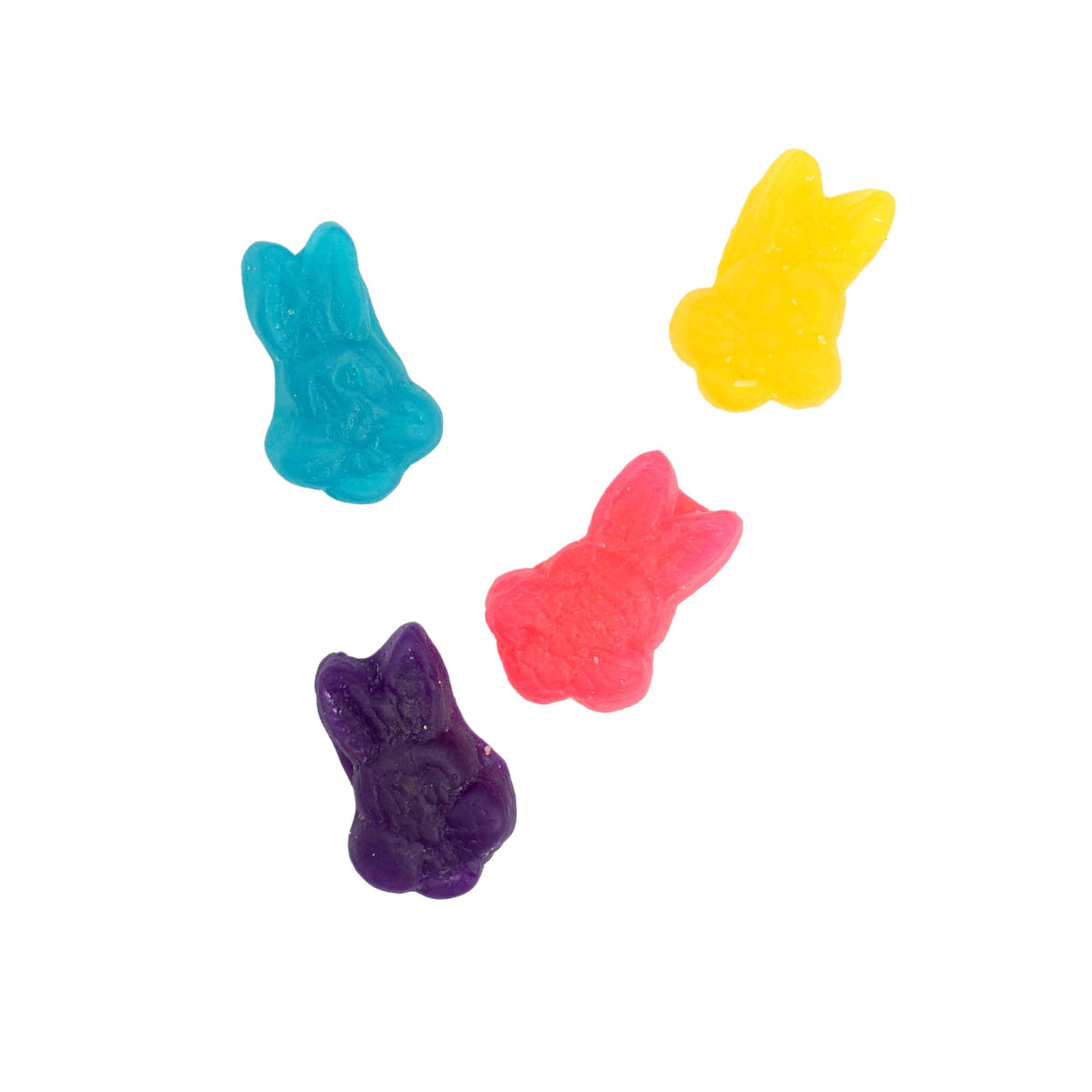 Close-up of Juju Easter Bunny Gummies showing firm, chewy texture for snacking.