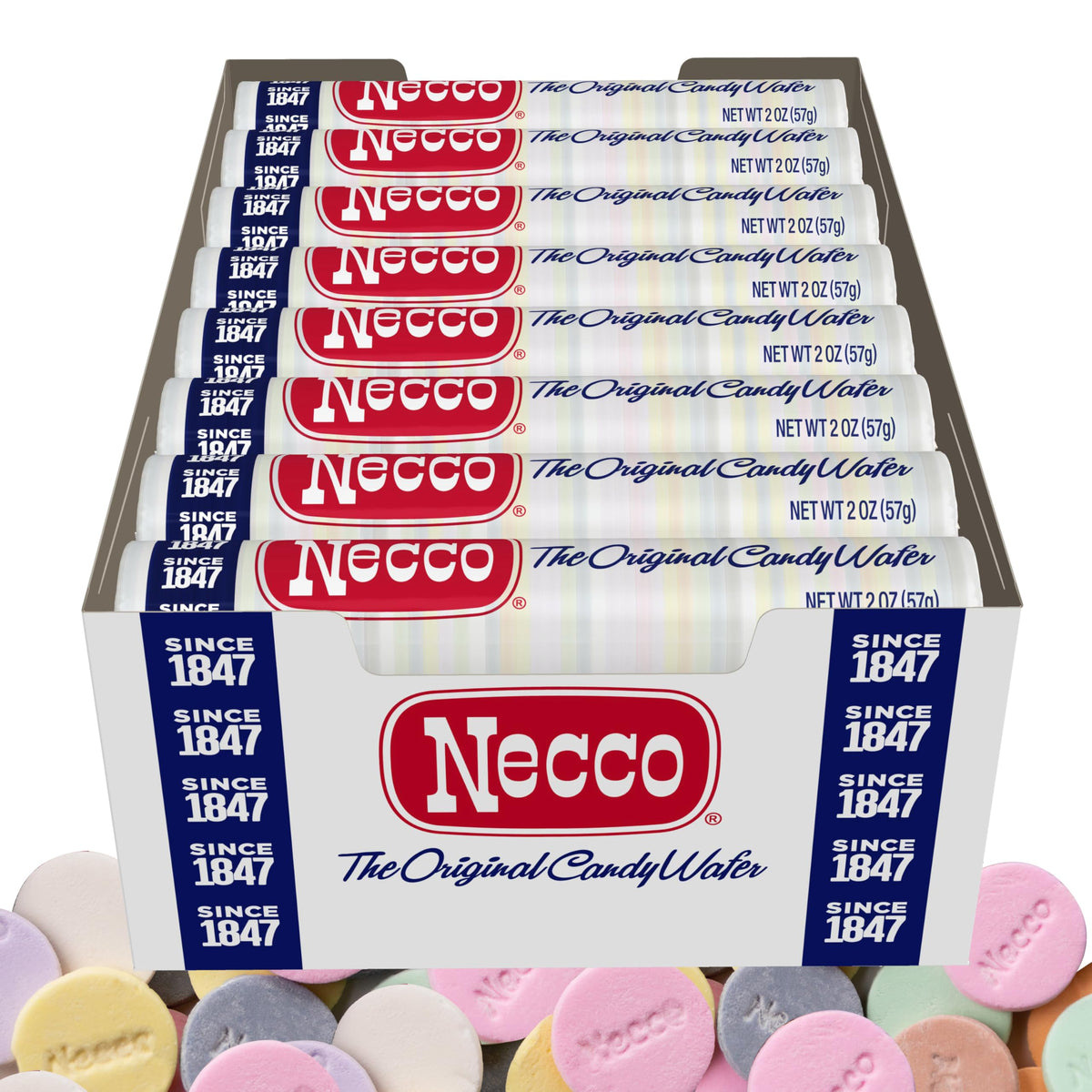 THE HAMPTON Necco Wafers 24-pack rolls for sharing at gatherings.
