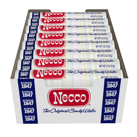 Individually wrapped Necco Wafers pieces, easy to stash in a bag.