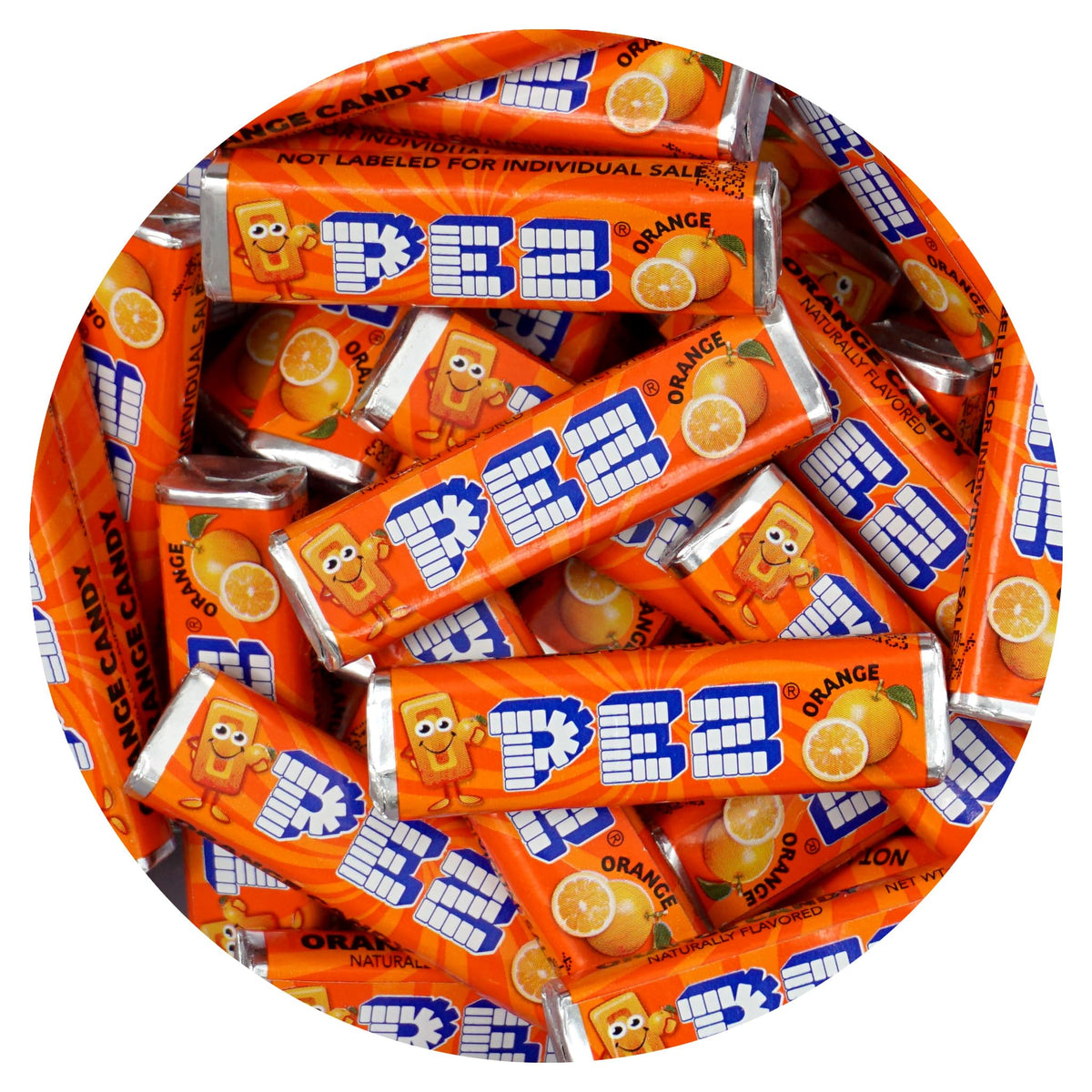 The Hampton Candy Company orange refill 1lb bag for dispensers, ideal for parties.