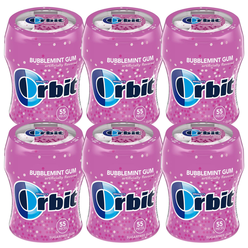 The Hampton Candy Orbit Bubblemint 55-piece bottle for fresh breath on the go.