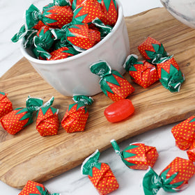 The Hampton Candy Company's party display featuring Strawberry Bon Bons for events.