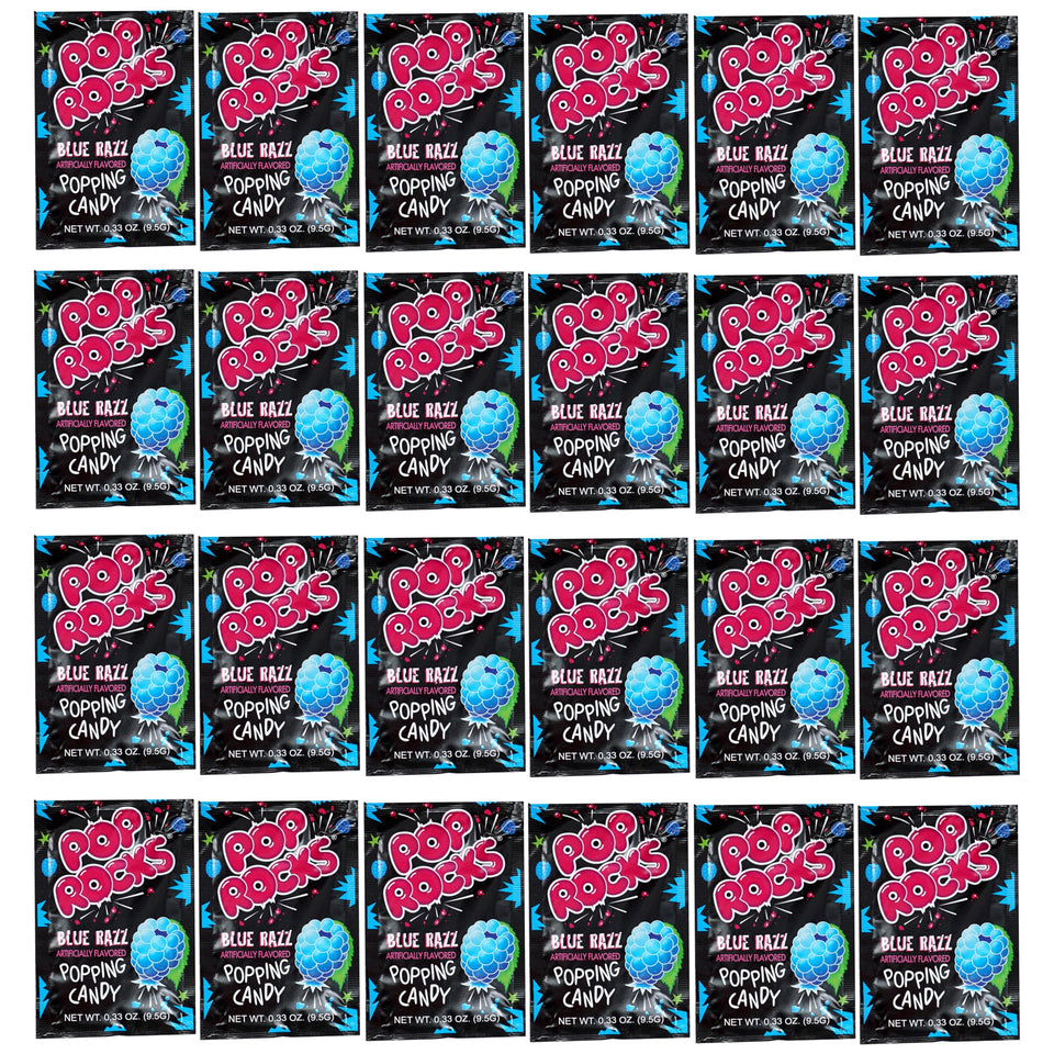 The Hampton Candy Company Pop Rocks Blue Razz 24-pack crackles with fruity flavor for parties.