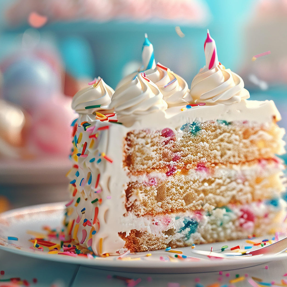 The Hampton Candy Company rainbow sprinkles decorate centerpiece cakes and treats.