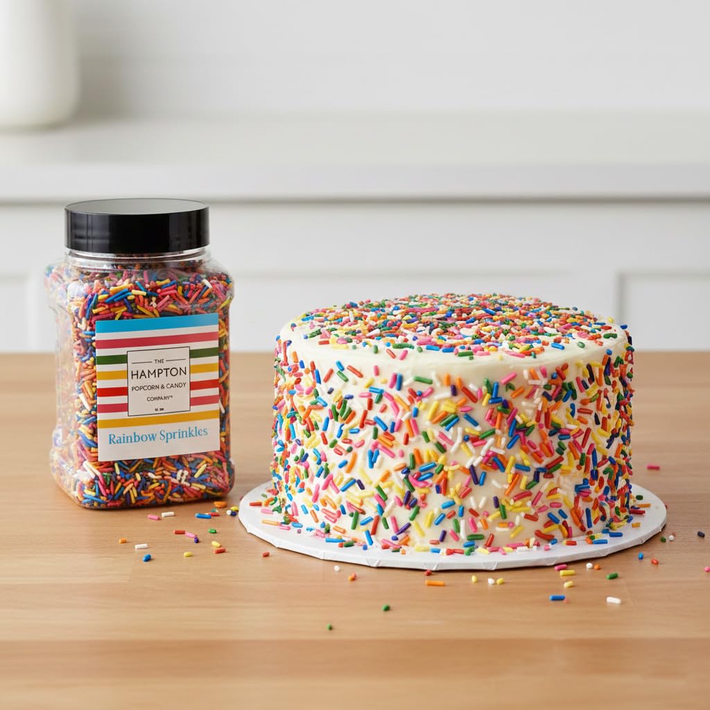 Rainbow sprinkles for cupcakes brighten cakes with texture.