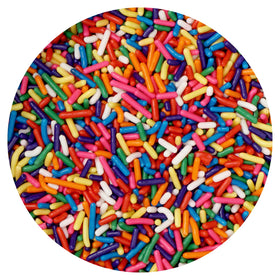 The Hampton Candy Company rainbow sprinkles on ice cream provide color and crunch.