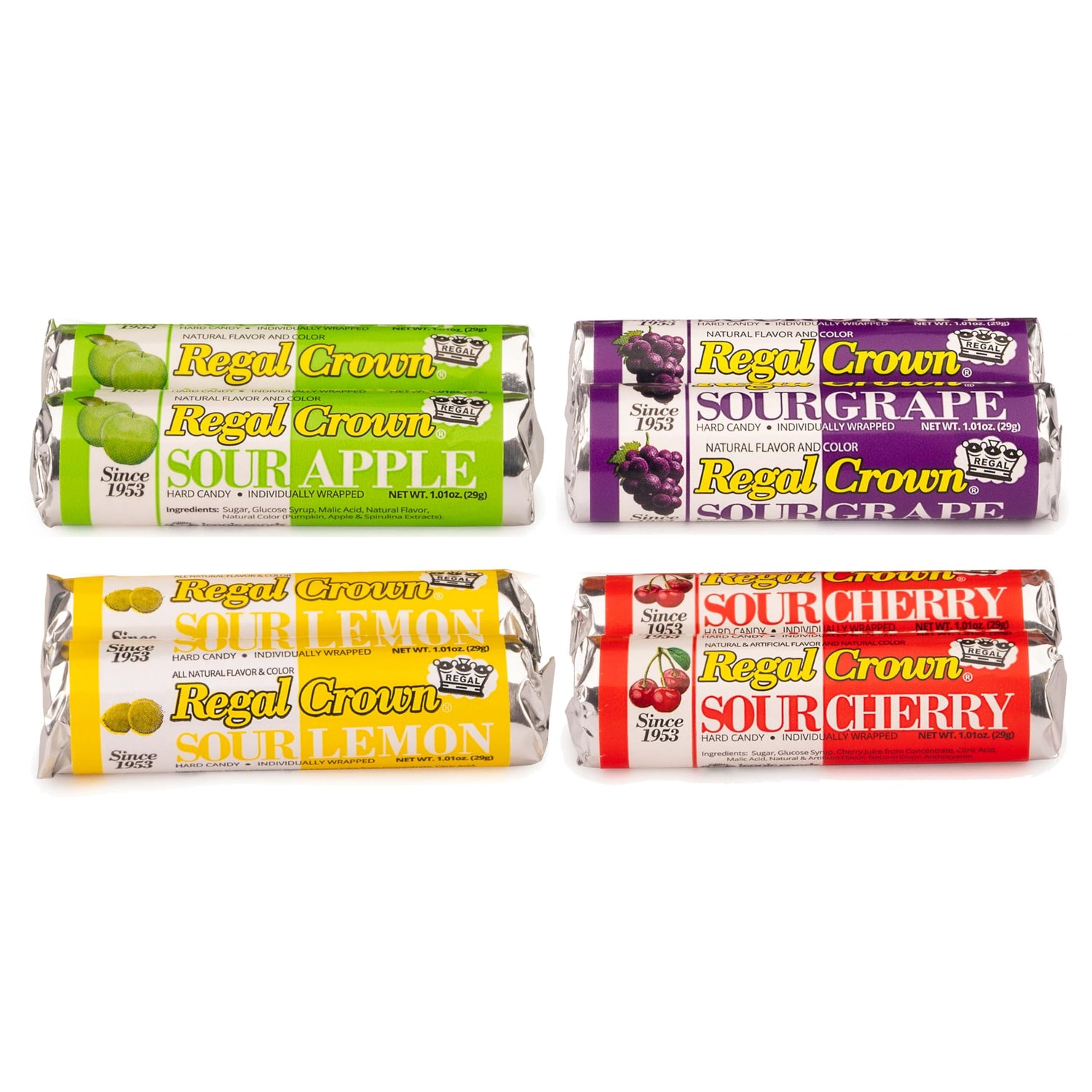 The Hampton Candy Regal Crown Roll Sour variety pack front view, ideal for gifting and sharing.