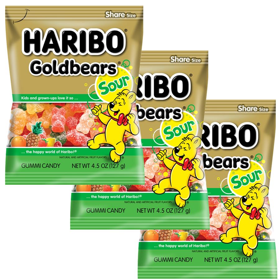 The Hampton Candy Company Sour Gold Bears 3-pack packaging for sharing
