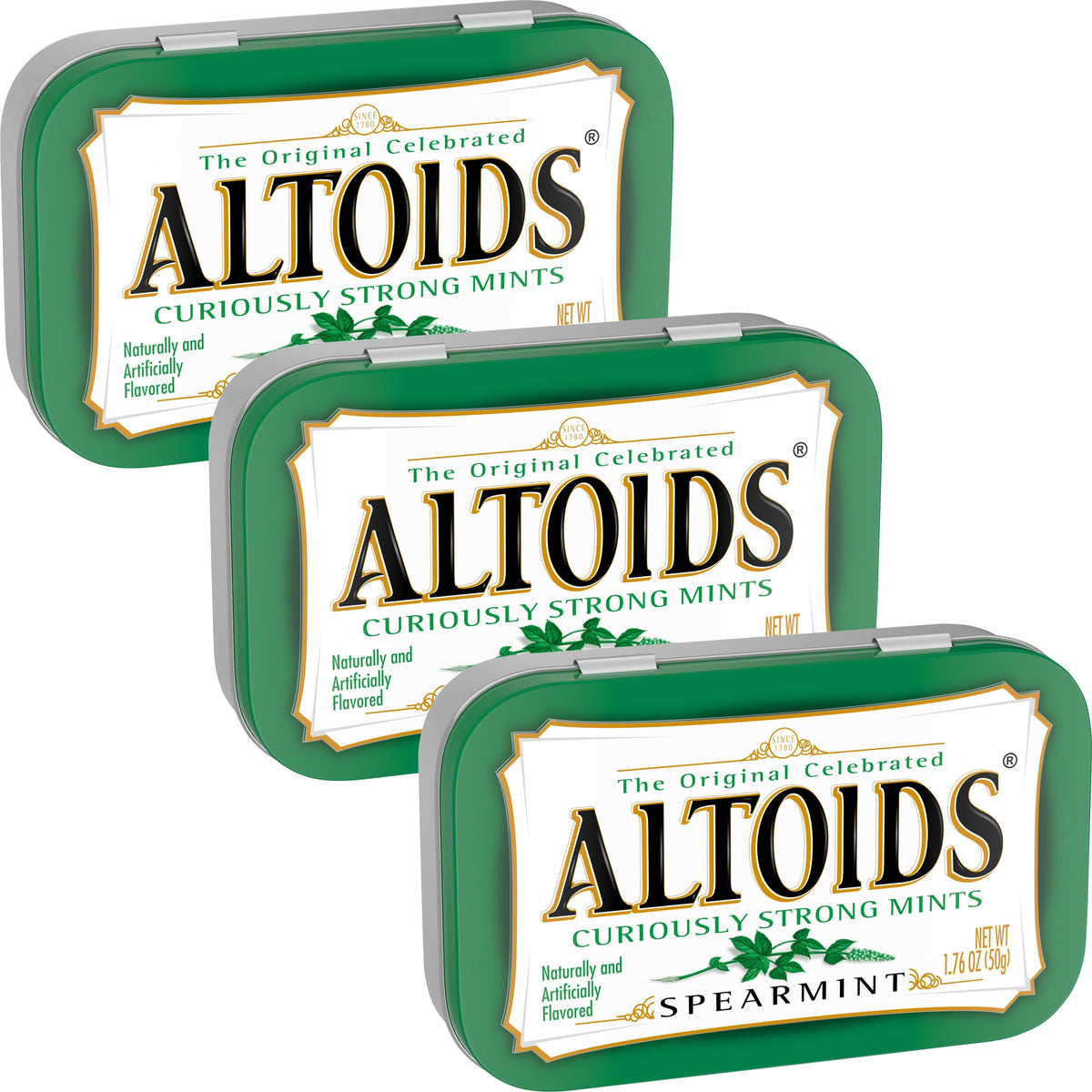 The Hampton Candy Company spearmint mints in a tin, ideal for quick breath refreshment.