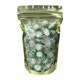 The Hampton Candy Starlight Spearmint bag closeup highlights individually wrapped minty nibbles.