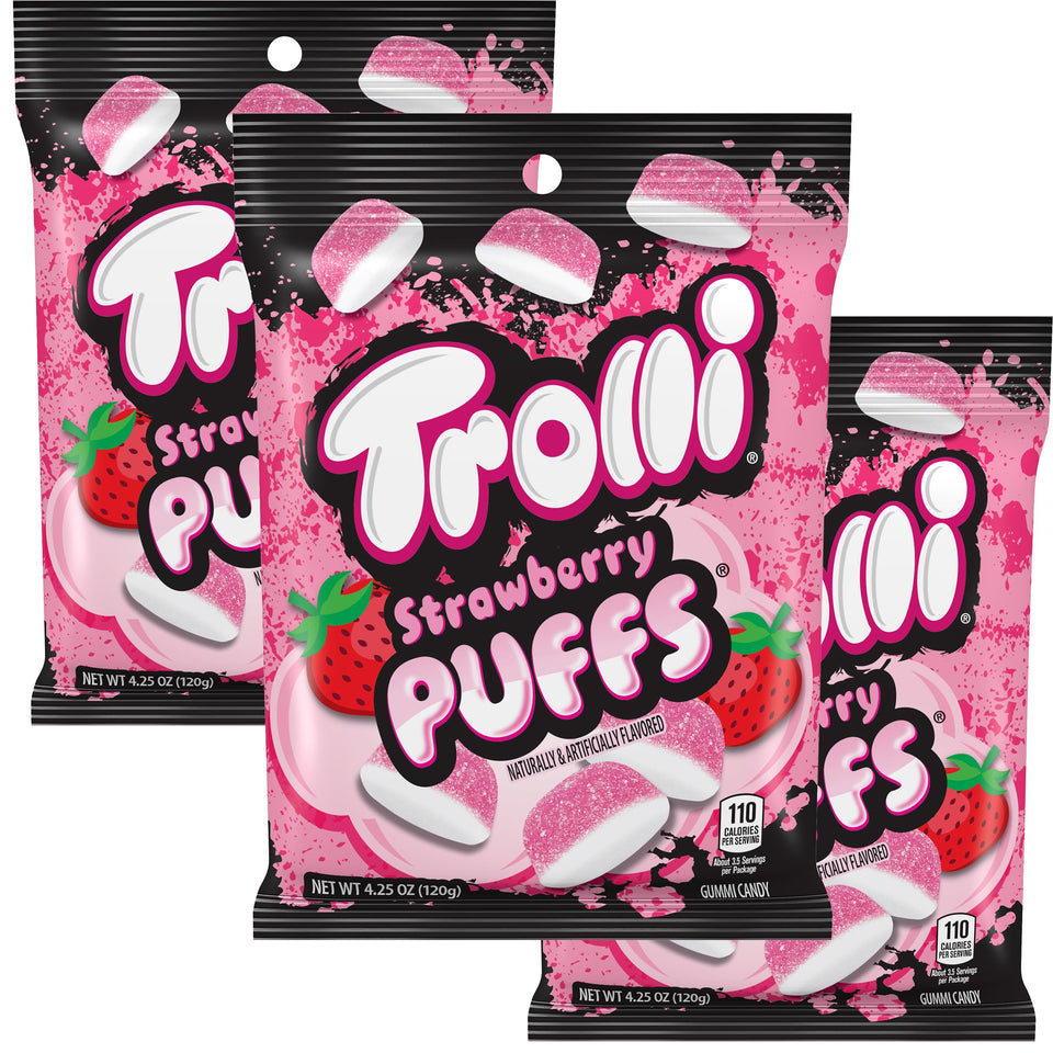 THE HAMPTON CANDY Strawberry Puffs 3-pack bags for sharing at gatherings