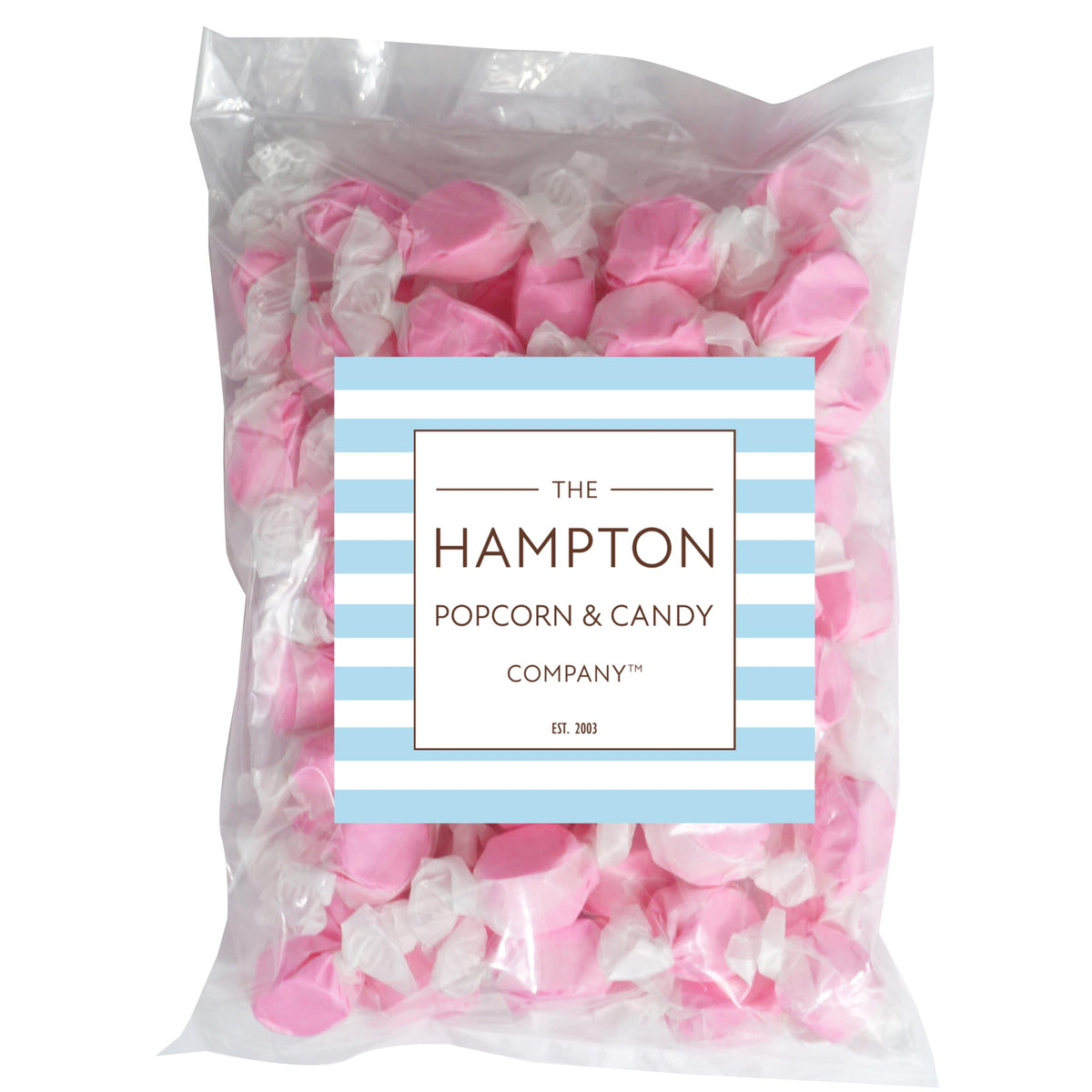Individually wrapped strawberry taffy pieces ready to share.