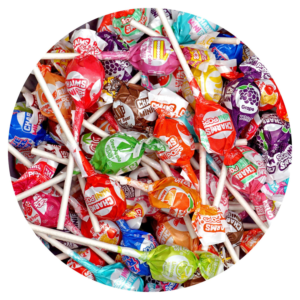 The Hampton Charms Mini Pops bulk bag with assorted flavors for parties