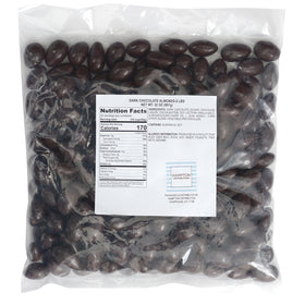 The Hampton dark chocolate almonds closeup: glossy coating with crunchy almonds