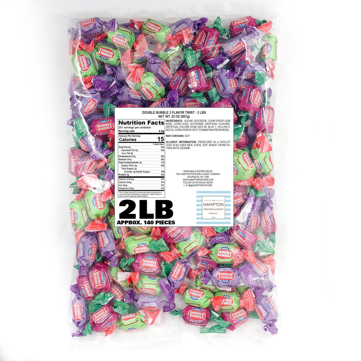 Grape flavored gum piece from The Hampton Dubble for fruity bursts.