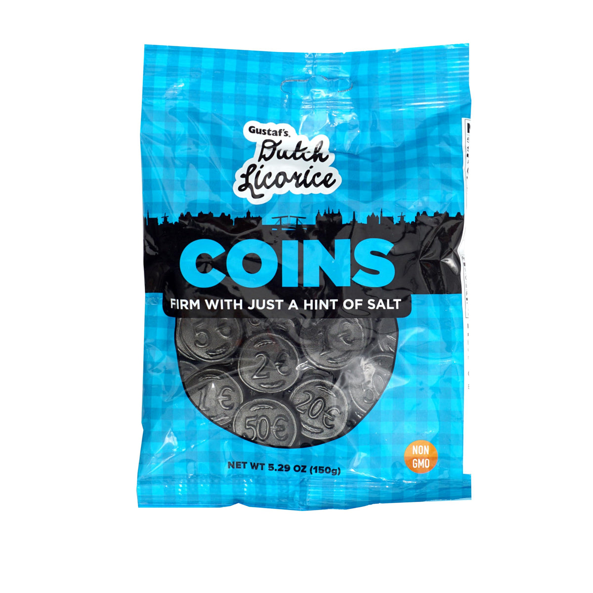 The Hampton Candy Company Dutch Licorice Coins party plate for gatherings.