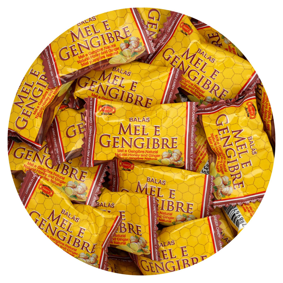 The Hampton Honey and Ginger hard candy bulk bag, glossy wrappers, ready for on-the-go flavor moments.