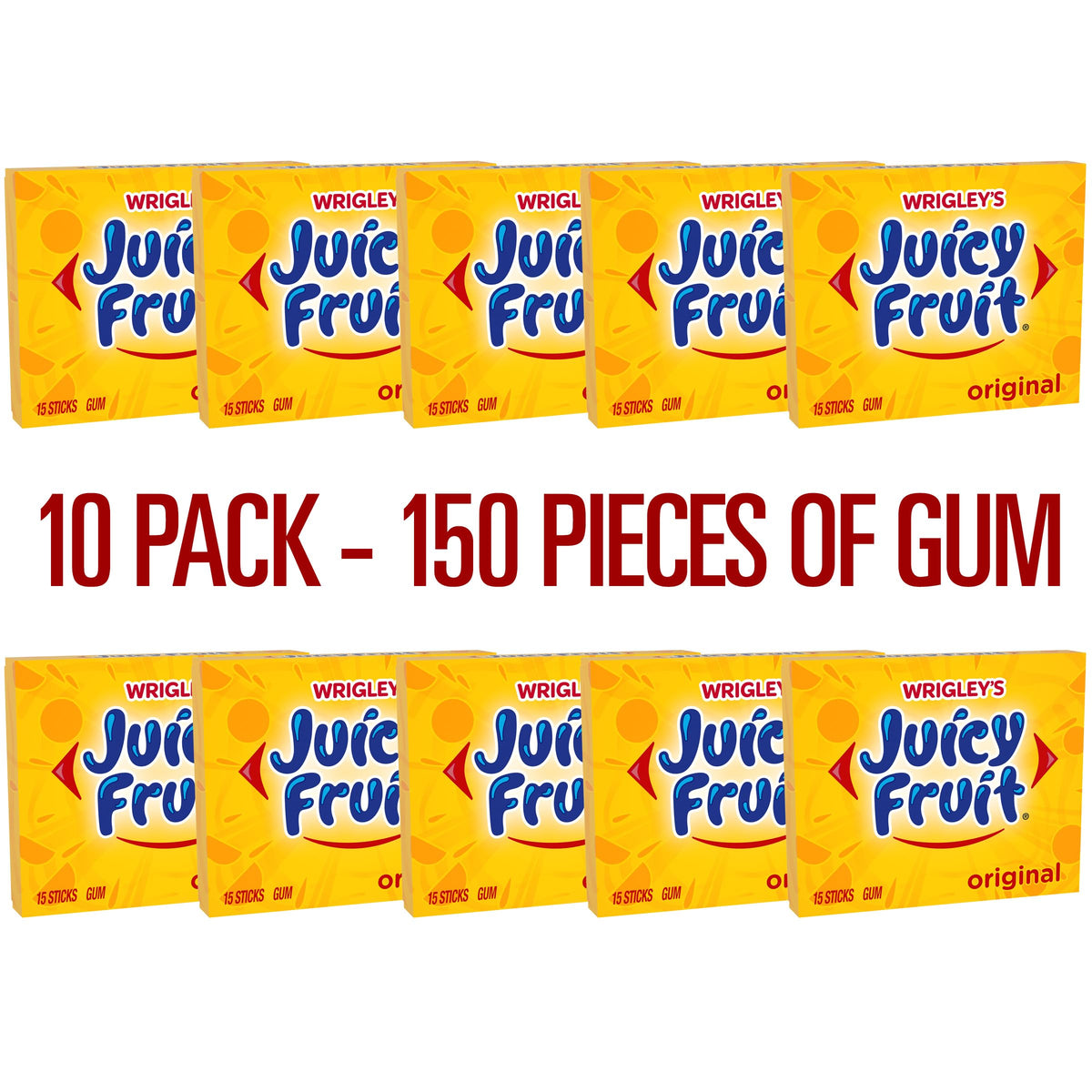The Hampton Candy Company Juicy Fruit gum with individually wrapped sticks for mess free sharing.