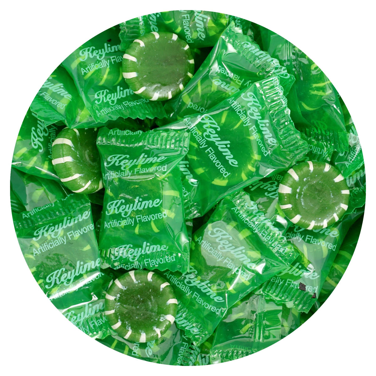The Hampton Key Lime Discs candy bag front view highlighting vibrant lime flavor
