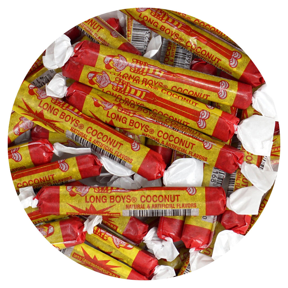 The Hampton Long Boys Coconut Candy bag showing tropical caramel flavor for sharing at parties
