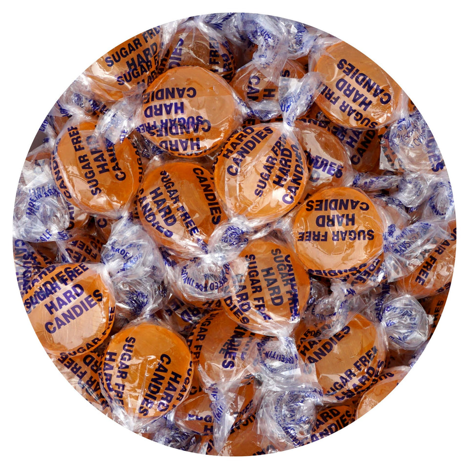 The Hampton Popcorn and Candy Company bulk bag sugar-free butterscotch for convenient snacking.