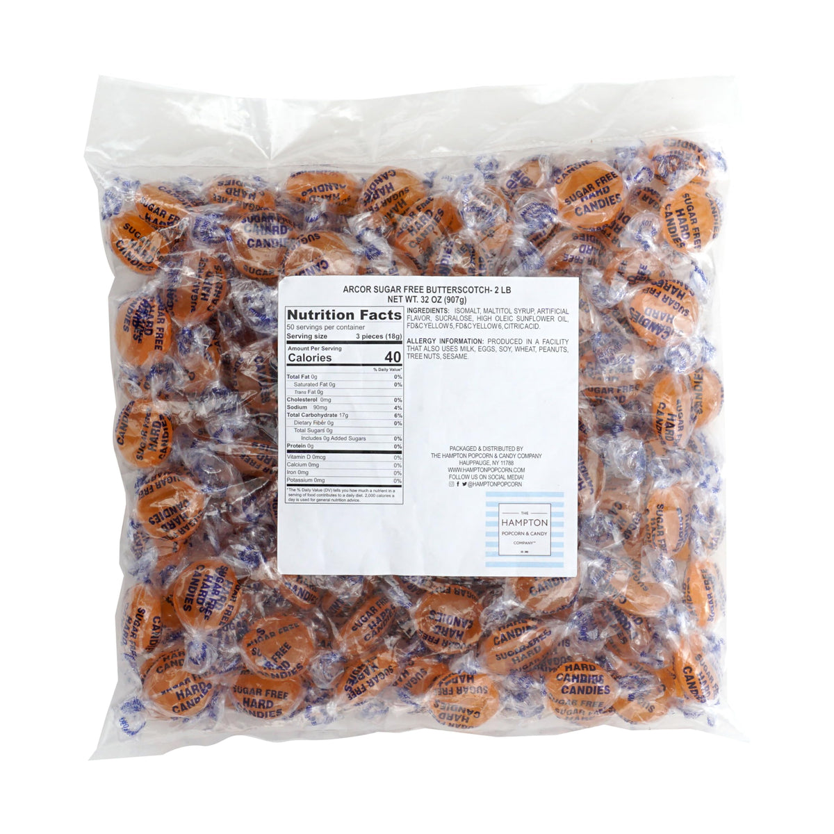 Individually wrapped Hampton butterscotch candy offers fresh, portable treats.