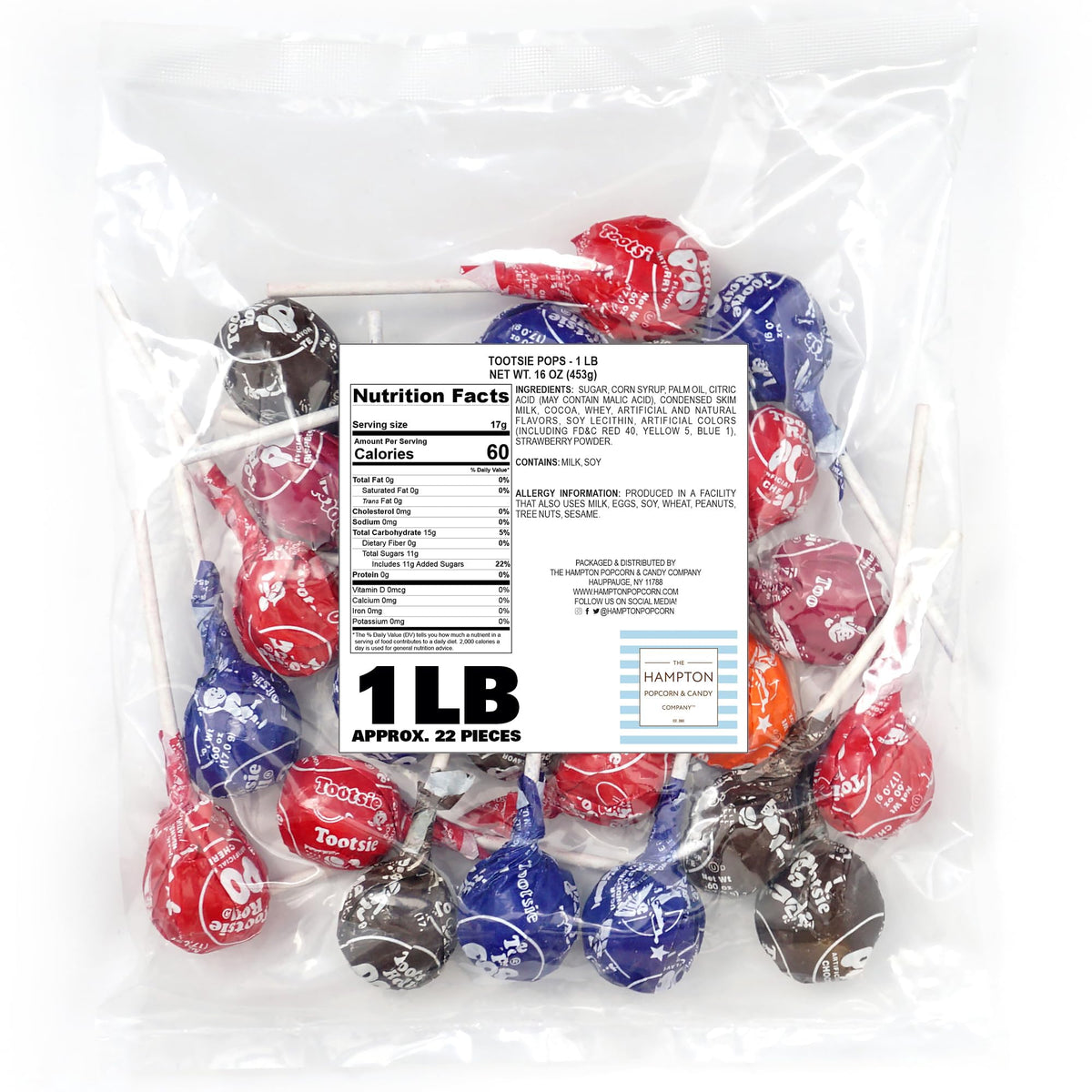 Cherry flavor Hampton Roll Pops with chocolate center for nostalgic kid-friendly treats at events.