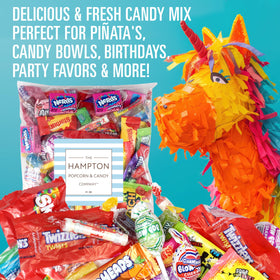 The Hampton Popcorn Company bulk candy assortment for parties on a table